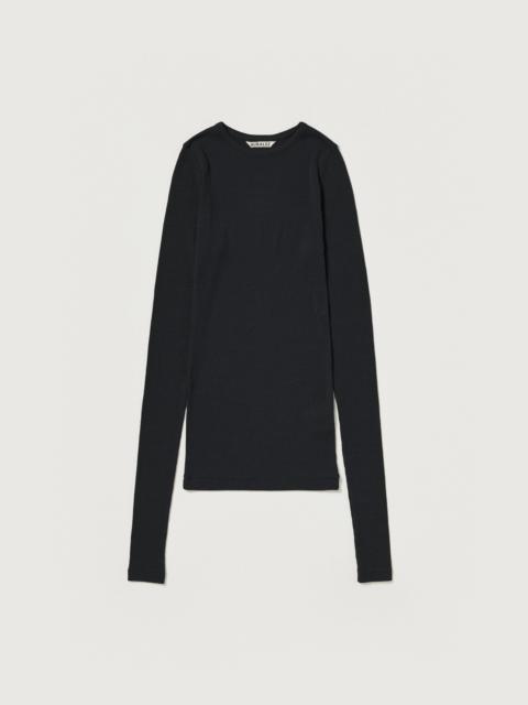 AURALEE WOOL SILK SOFT RIB L/S TEE