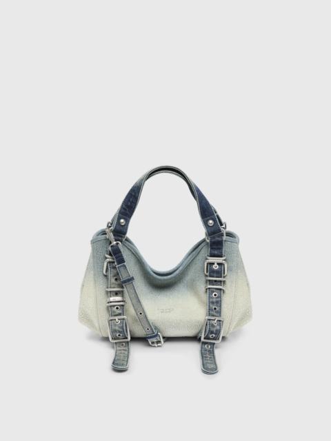 Diesel D-ONE-SMALL TOP-HANDLE BAG IN CRYSTAL SOLARISED DENIM