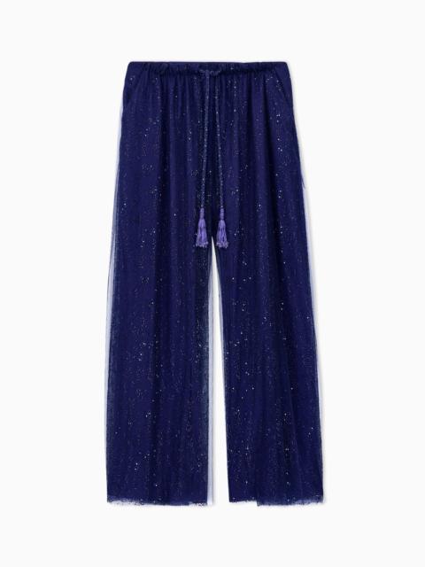 GIORGIO ARMANI WIDE-LEG SILK AND RHINESTONE TROUSERS