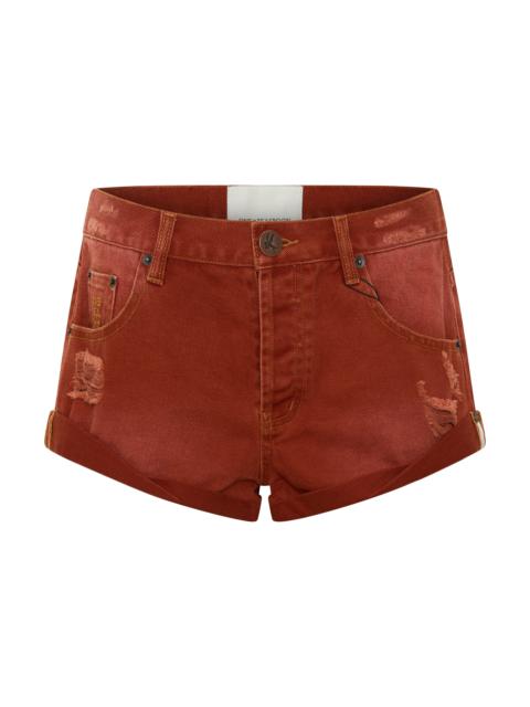 ONE TEASPOON Bandits Low Waist Messed Up Denim Shorts - Retro Rust