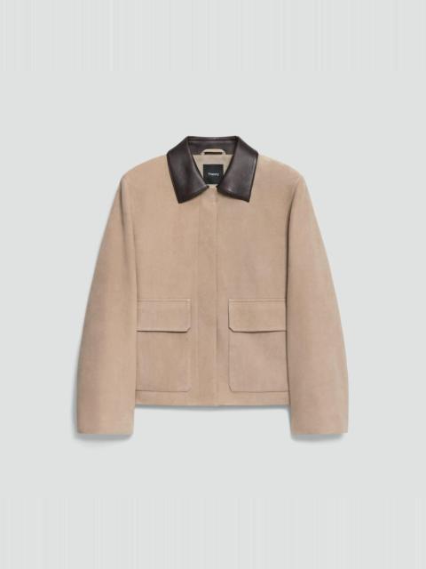 Theory Boxy Patch Pocket Jacket in Suede