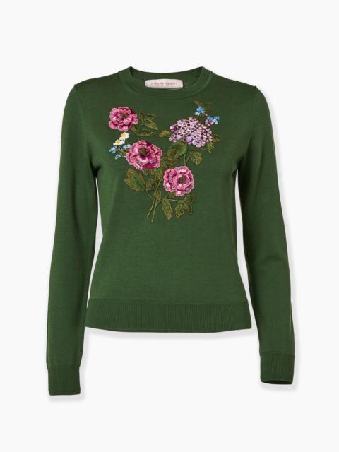 CAROLINA HERRERA Floral-Embroidered Crewneck Sweater