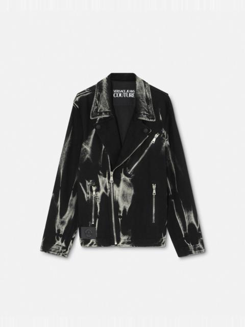 VERSACE JEANS COUTURE V-Emblem Denim Biker Jacket
