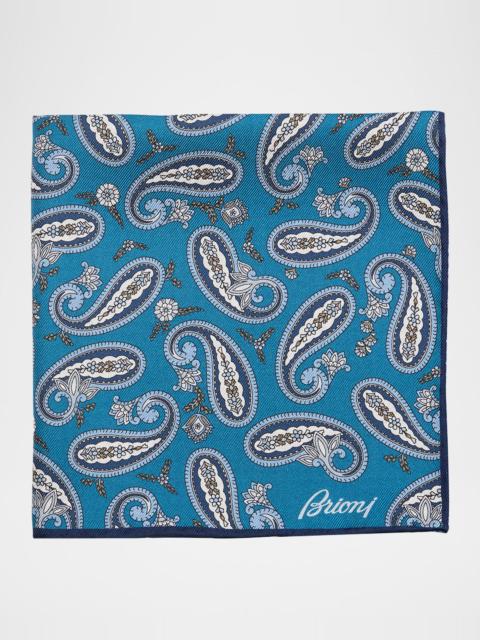 Brioni Men & apos;s Hand-Rolled Paisley Silk Pocket Square