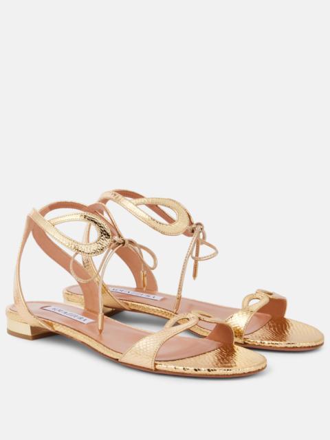 AQUAZZURA Tessa metallic leather sandals