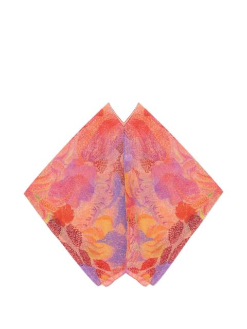 Pleats Please Issey Miyake pleated floral print poncho