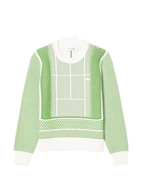 LACOSTE tennis court-jacquard sweater