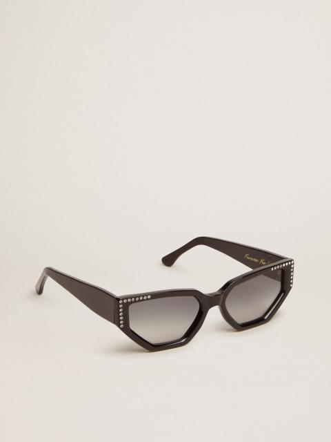 Golden Goose Sunglasses rectangular model with black frame and crystals