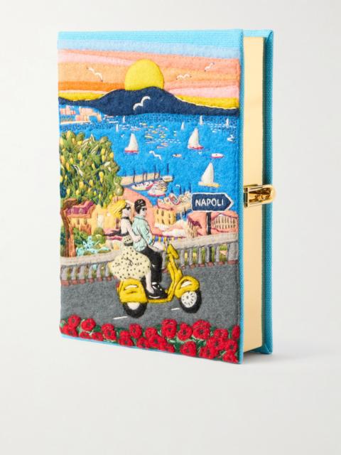 Olympia Le-Tan Napoli Appliquéd Embroidered Canvas Clutch