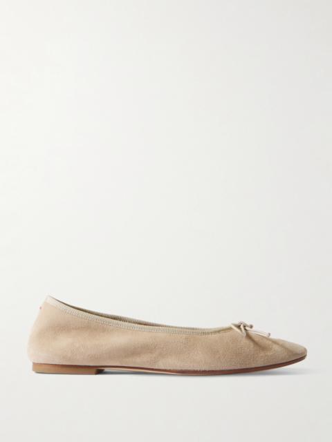 Aeyde Tiby Bow-detailed Suede Ballet Flats