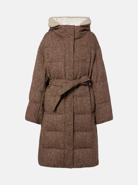 Brunello Cucinelli Shearling-trimmed wool-blend down coat