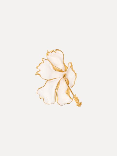 Oscar de la Renta ENAMEL FOLDED HIBISCUS BROOCH