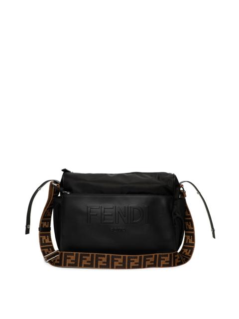 FENDI Leather Logo Diaper Bag Black
