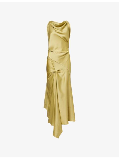 Victoria Beckham Draped Asymmetric Woven Midi Dress