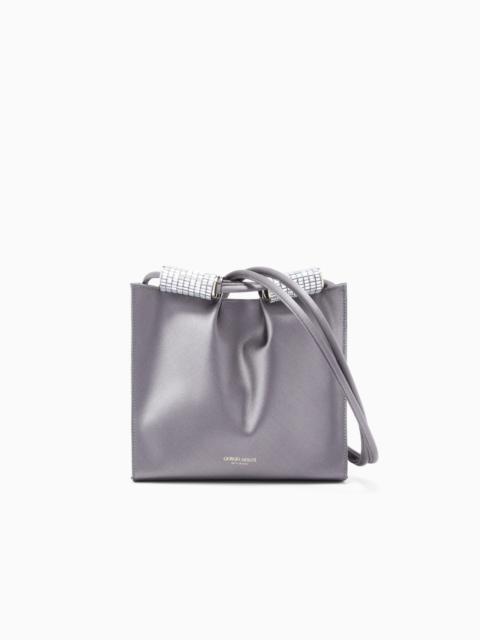 GIORGIO ARMANI SATIN SHOULDER BAG WITH RHINESTONE DETAIL