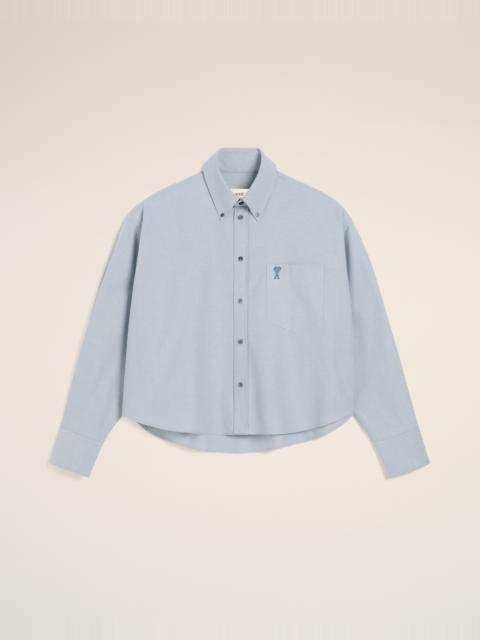 AMI Paris BLUE COTTON BUTTON-DOWN CROPPED OVERSIZED SHIRT