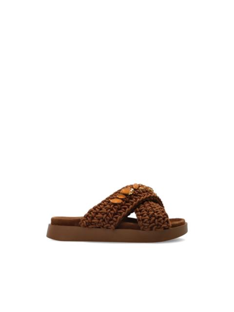 INUIKII jewel-embellished flat sandals