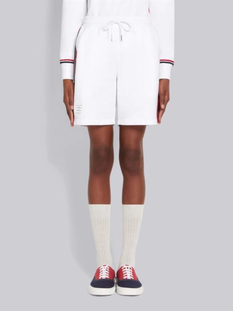Thom Browne White Cotton Loopback Contrast Stripe Framing Mid-thigh Shorts