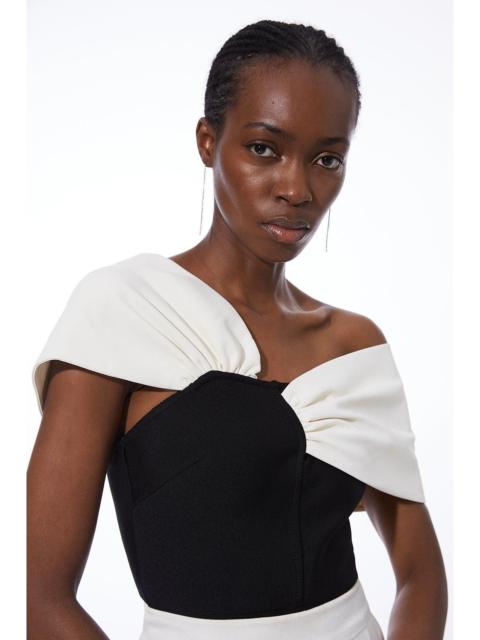 KAREN MILLEN Figure Form Bandage Knit Asymmetric Strap Top