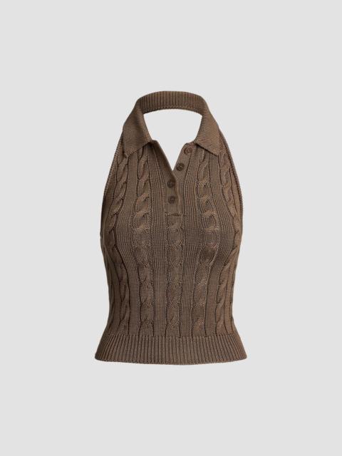 Ralph Lauren Women's Cable-Knit Silk Halter Sweater - Portobello