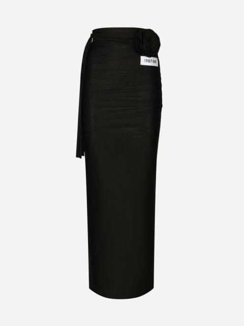 Dolce & Gabbana Long spandex jersey skirt with belt