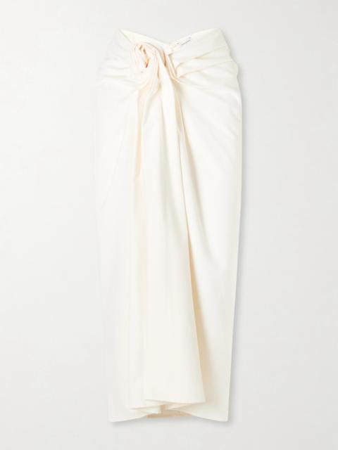 MAGDA BUTRYM Embellished Gathered Cotton Midi Skirt