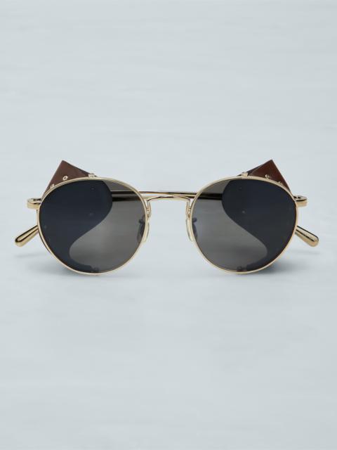 Brunello Cucinelli Cesarino metal sunglasses with leather side shield