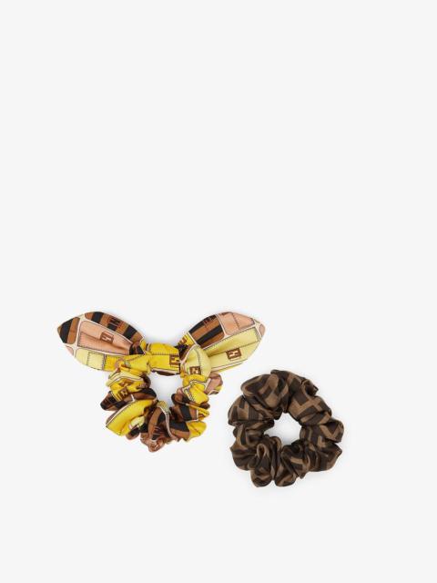 FENDI Set of two multicolor silk hair ties