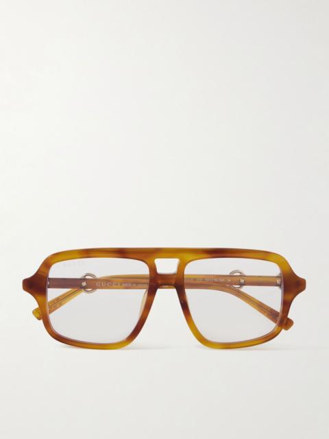 GUCCI Aviator-style tortoiseshell acetate optical glasses Tortoiseshell