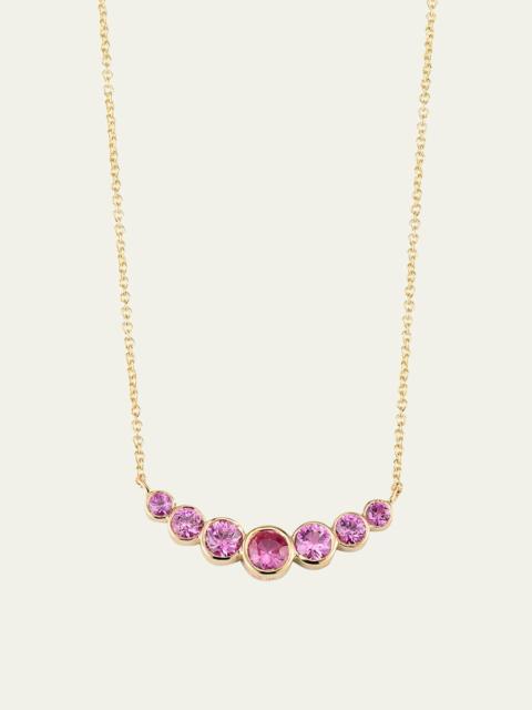 SYDNEY EVAN 14K Graduated Bezel Curve Bar Necklace with Pink Sapphires