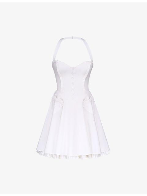 House of CB Heidi Halterneck Stretch-Cotton Mini Dress