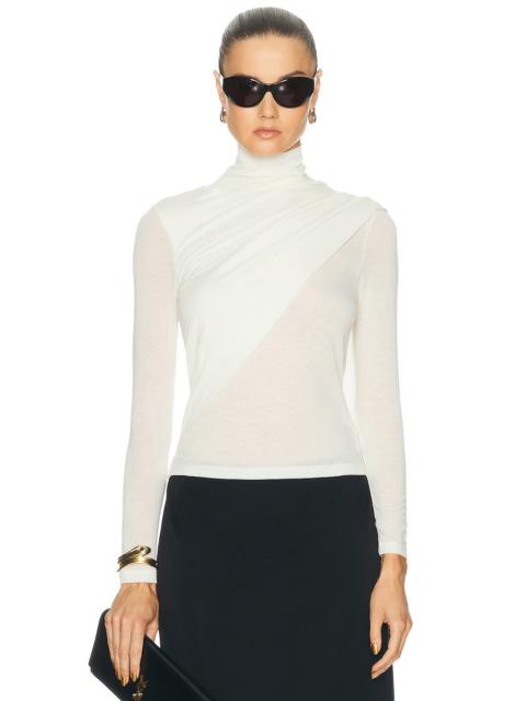 Enza Costa Sheer Cashmere Jersey Bandana Turtleneck Top