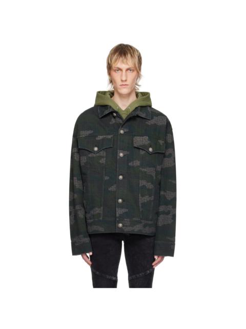 Balmain Khaki Printed Denim Jacket