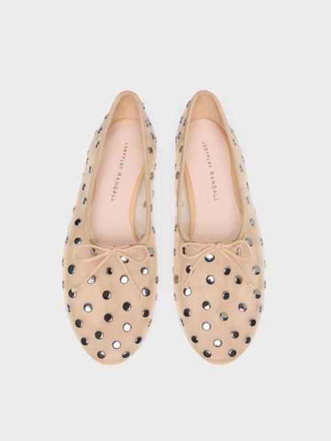 LOEFFLER RANDALL Landon Caramel/Silver Mesh Ballet Flat
