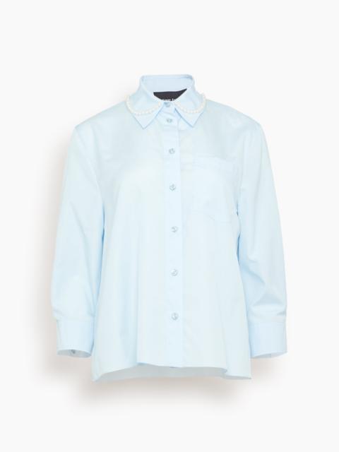 Simone Rocha Cropped Masculine Shirt in Baby Blue/Pearl