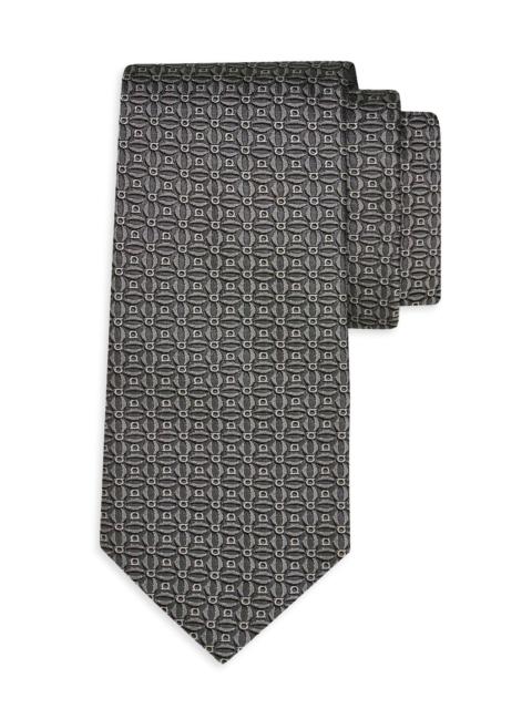 FERRAGAMO Men's Aosta Gancio Woven Silk Tie - Grigio Nero