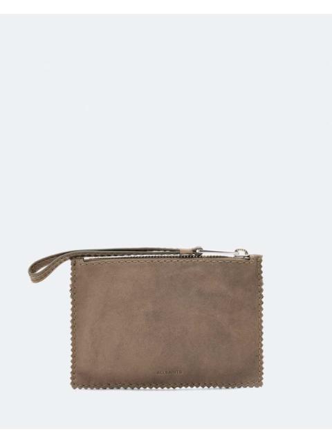 ALLSAINTS SILOH PINKED-EDGE SMALL LEATHER POUCH
