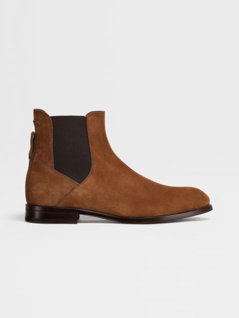 ZEGNA CIGAR SUEDE VIENNA BLAKE CHELSEA BOOTS