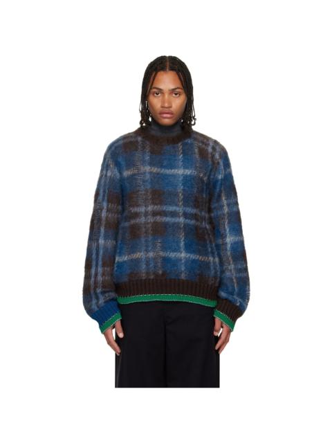 sacai Brown & Blue Plaid Mohair Sweater