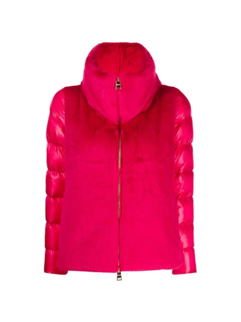 faux-shearling panel quilted jacket