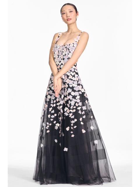 SACHIN & BABI EMBROIDERED APHRODITE GOWN - ALABASTER & ONYX