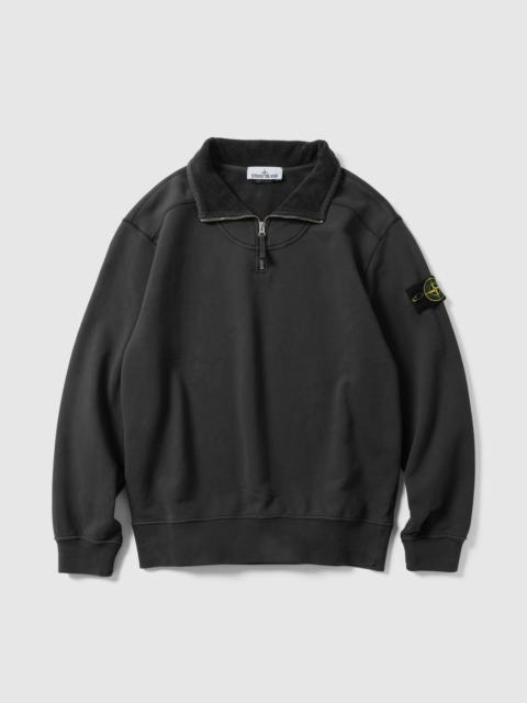 Stone Island Cotton Zip Neck LS Lead Grey