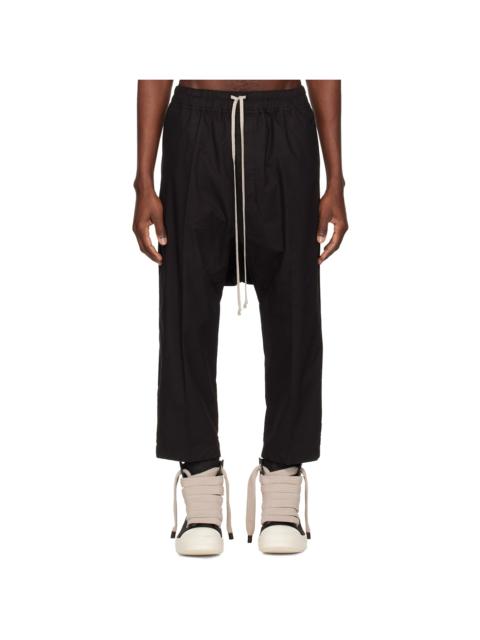 Rick Owens Black Temple Drawstring Cropped Trousers