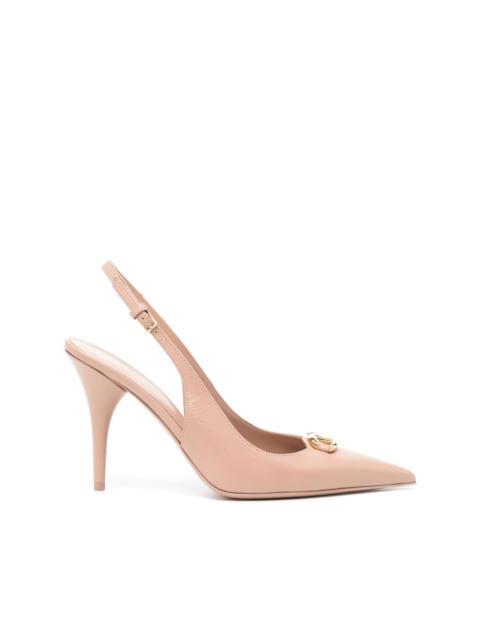 100mm Vlogo slingback pumps