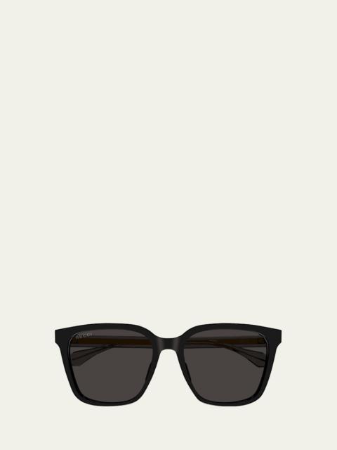 Men's Temple-Logo Rectangle Sunglasses