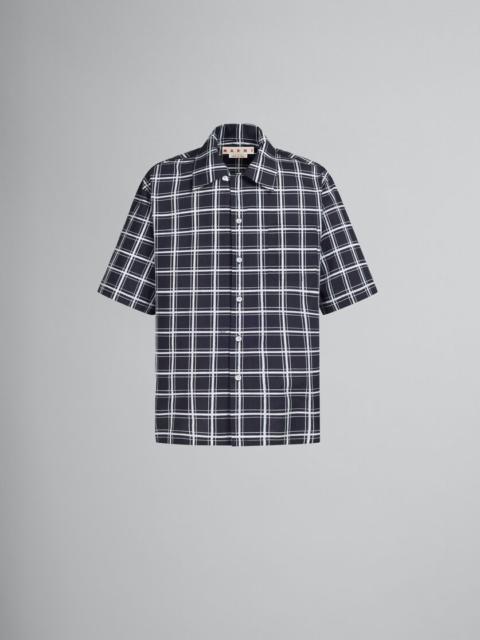 BLACK CHECKED POPLIN BOWLING SHIRT