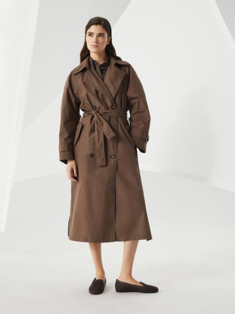 Brunello Cucinelli Techno cotton water-resistant taffeta trench with shiny details
