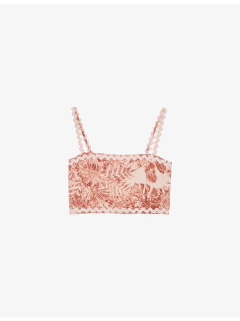 REISS Mila Cropped Linen Top