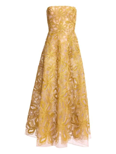 ELIE SAAB floral embroidered strapless maxi dress