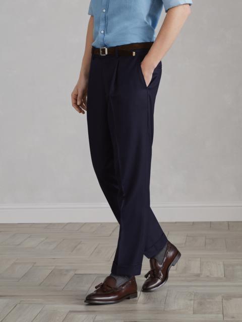 Brunello Cucinelli Virgin wool flannel leisure fit trousers with pleat